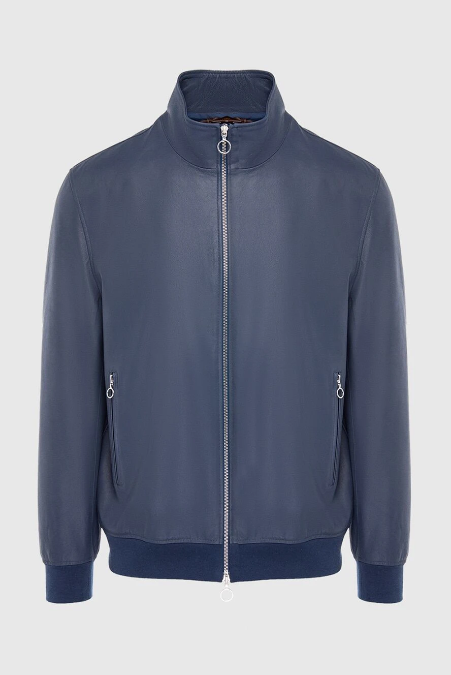 Seraphin куртка кожаная синяя с эластичными вставками мужская 167076 - фото 1