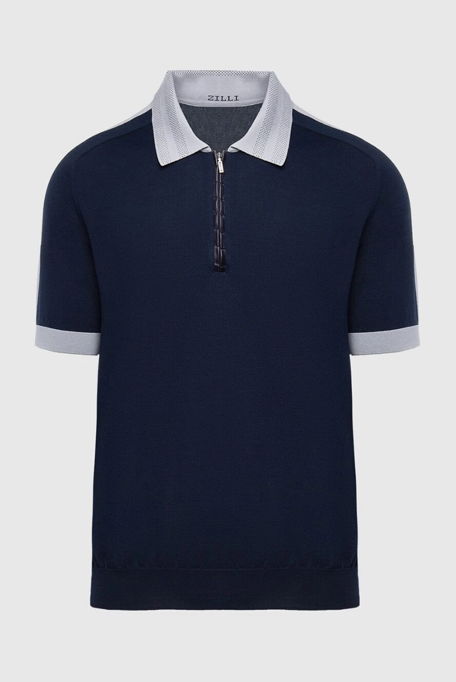 Zilli man cotton, silk and crocodile leather polo blue for men купить с ценами и фото 167422 - photo 1