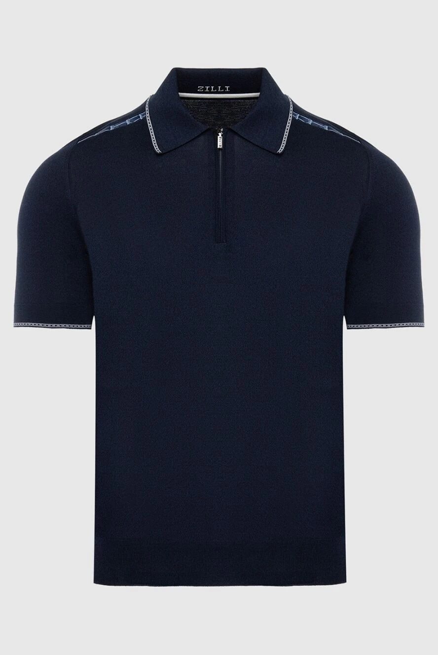 Zilli man cotton, silk and crocodile leather polo blue for men купить с ценами и фото 167456 - photo 1