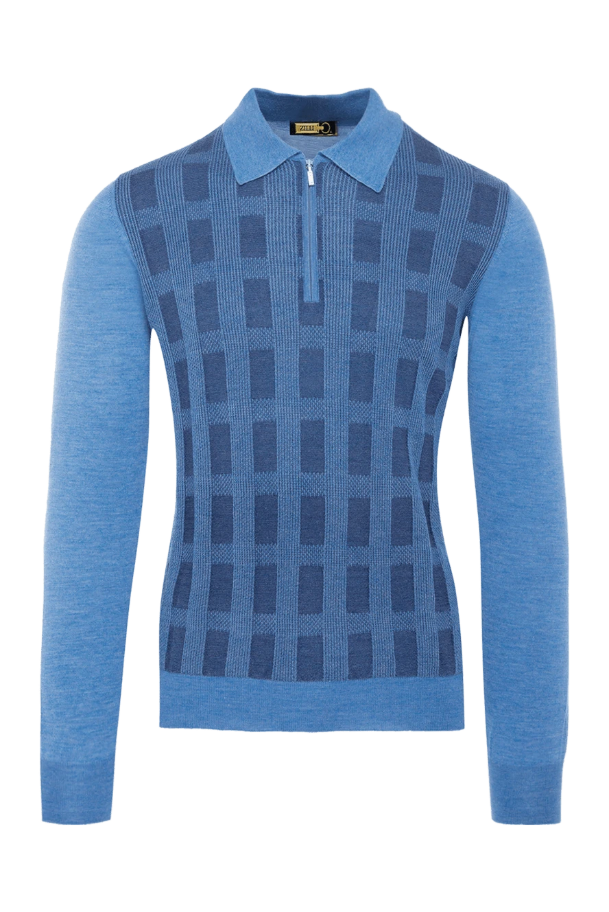 Zilli man silk and cashmere long sleeve polo blue for men купить с ценами и фото 167462 - photo 1