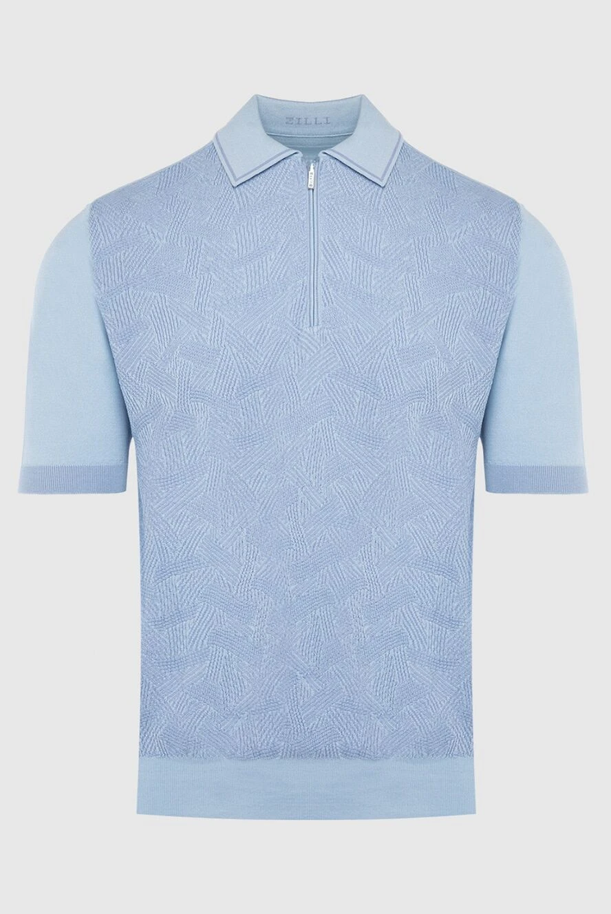 Zilli man cotton and silk polo blue for men купить с ценами и фото 167540 - photo 1