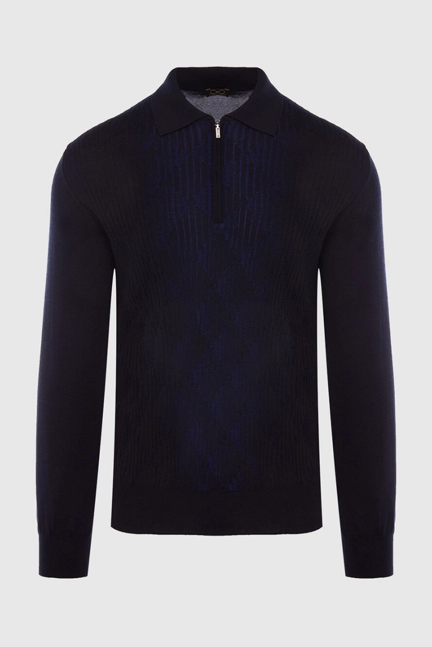 Zilli man long sleeve polo in silk and cashmere blue for men купить с ценами и фото 167597 - photo 1