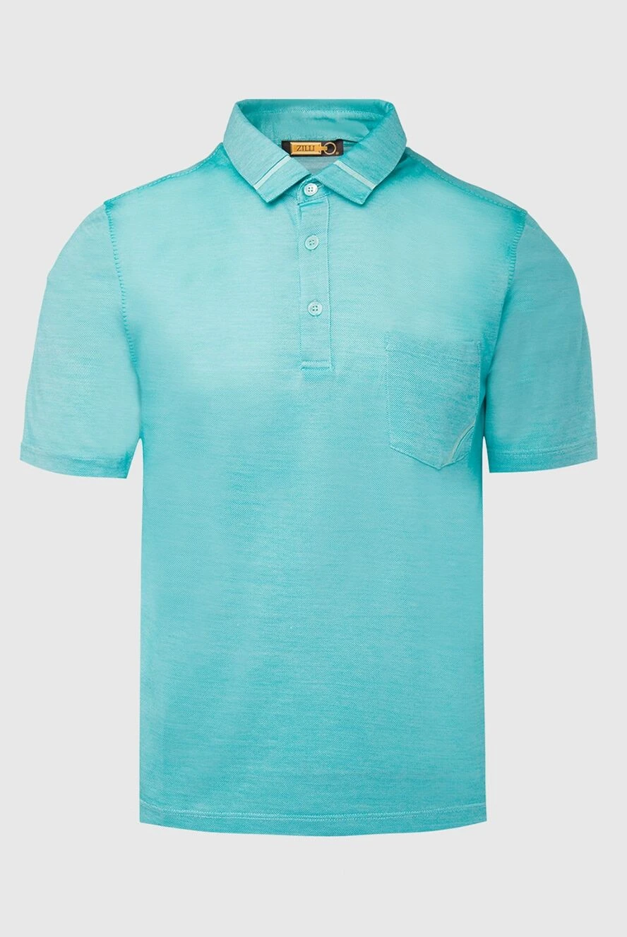 Zilli man cotton, silk and crocodile skin blue polo for men купить с ценами и фото 167609 - photo 1