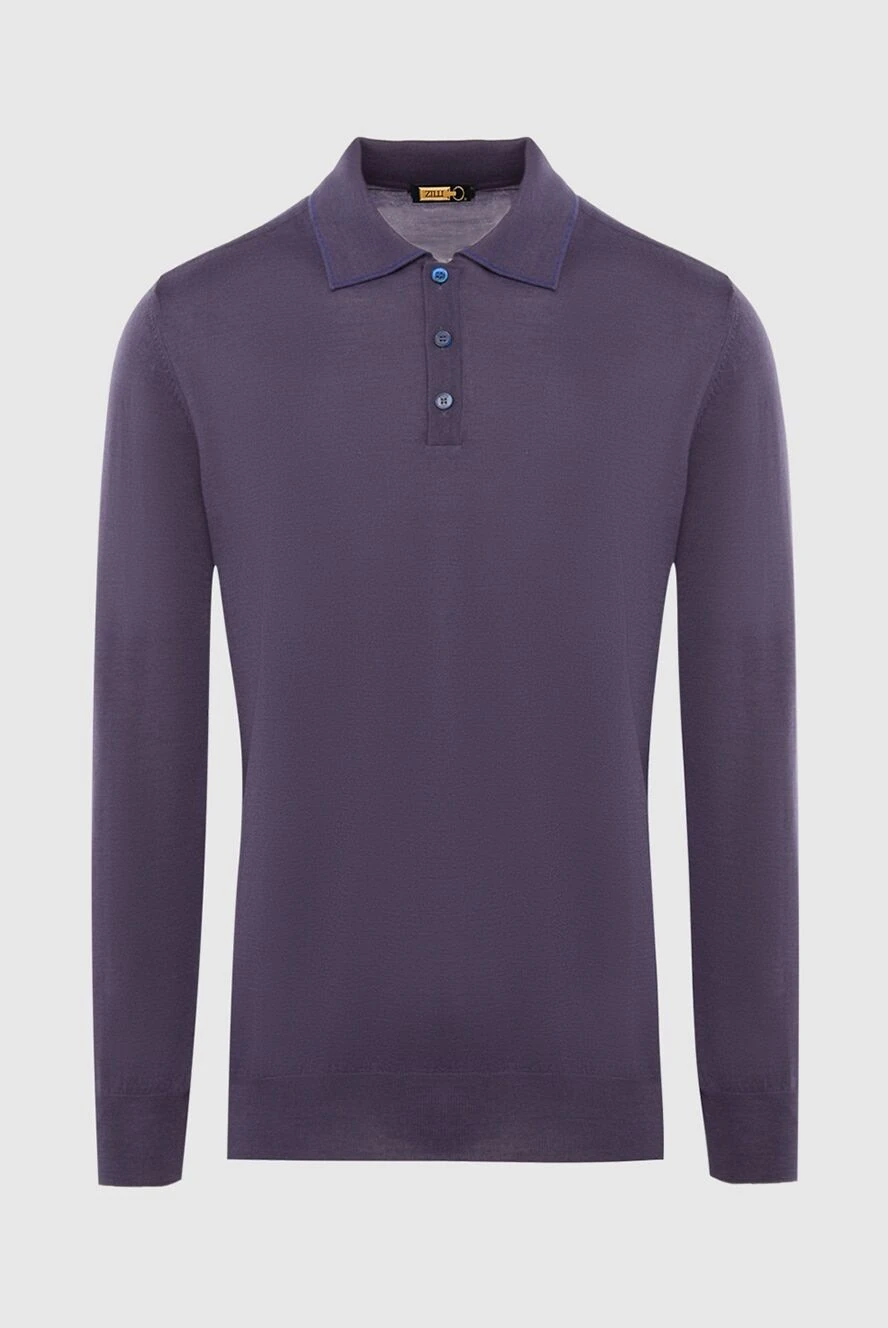 Zilli man long sleeve polo in silk, cashmere and crocodile violet for men купить с ценами и фото 167629 - photo 1