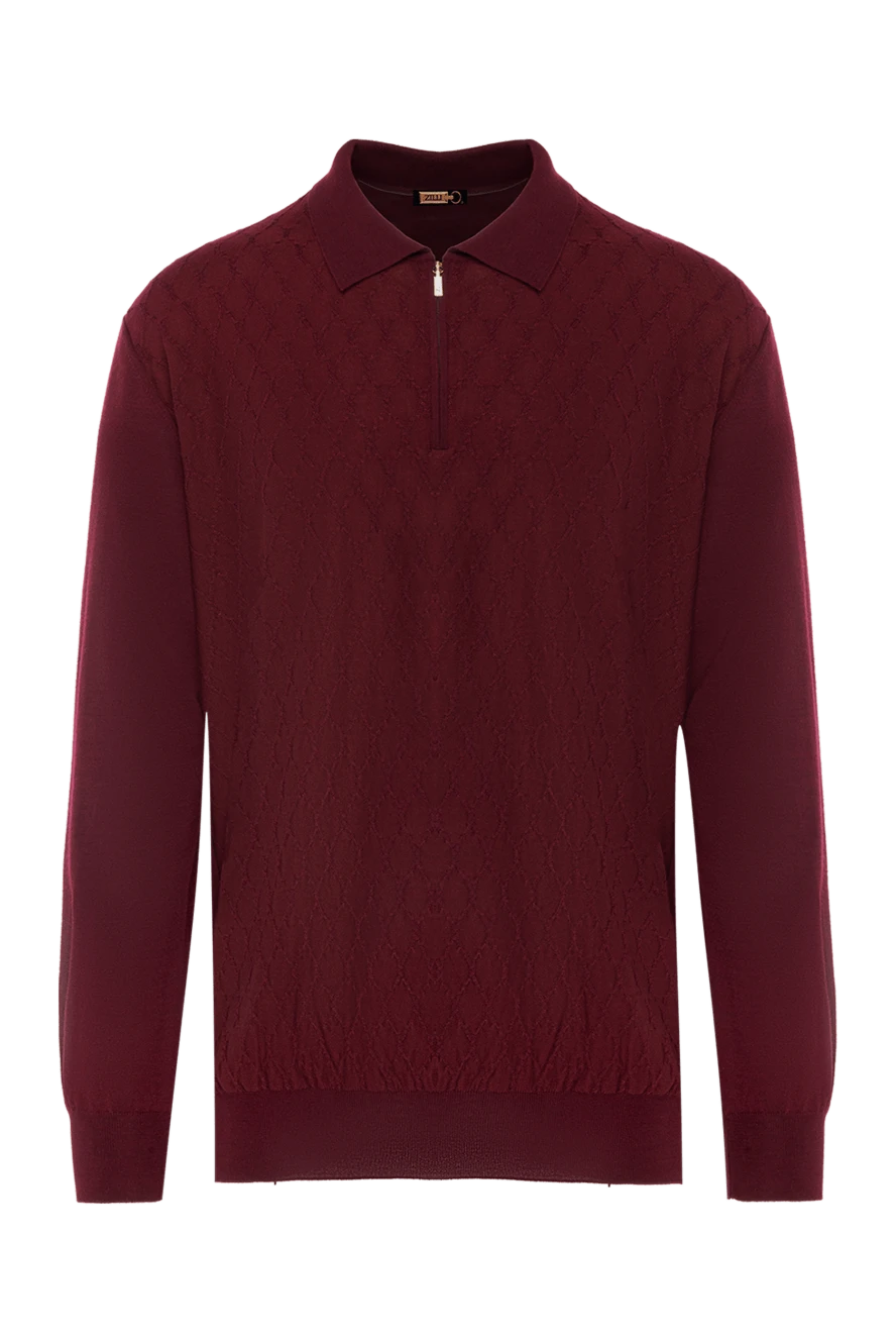 Zilli man polo with long sleeves made of silk and cashmere burgundy for men купить с ценами и фото 167658 - photo 1