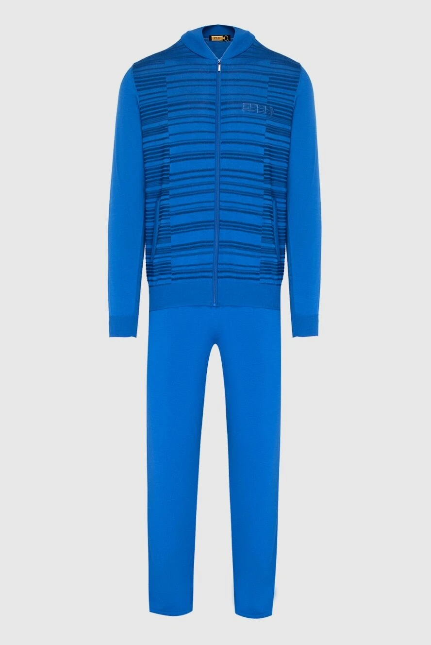 Zilli man men's sports suit made of cashmere, silk and crocodile skin, blue купить с ценами и фото 167712 - photo 1