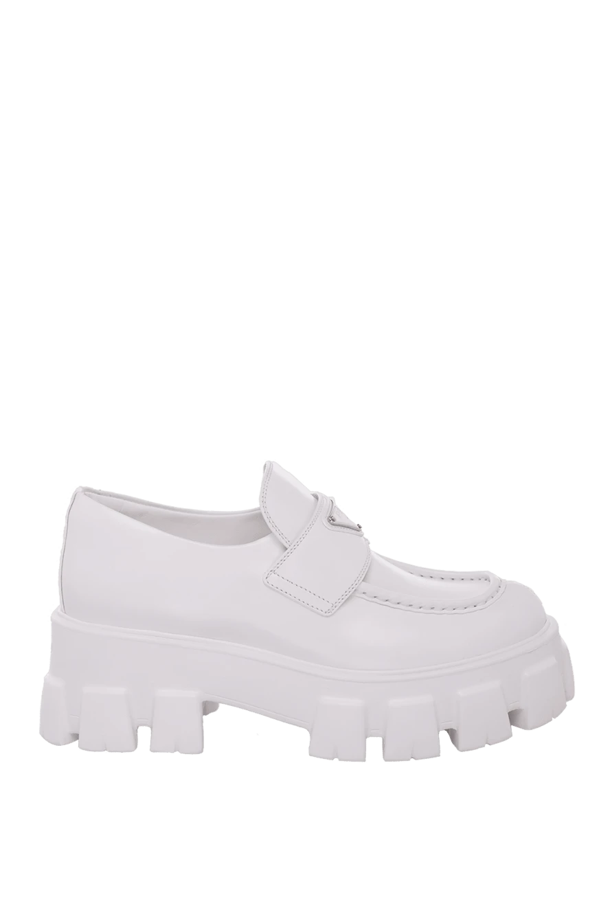 Prada woman white leather loafers for women купить с ценами и фото 167853 - photo 1