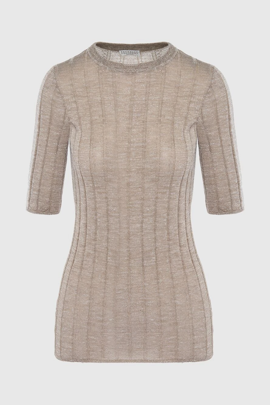Ribbed jumper with lurex and short sleeves