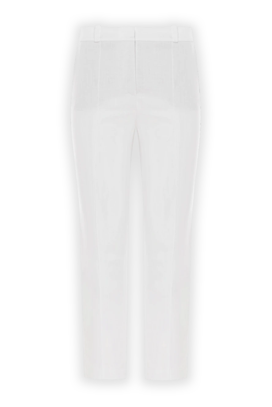 Loro Piana жоғары белді және қысқартылған ақ зығыр шалбар әйелдерге арналған 168328 - фото 1