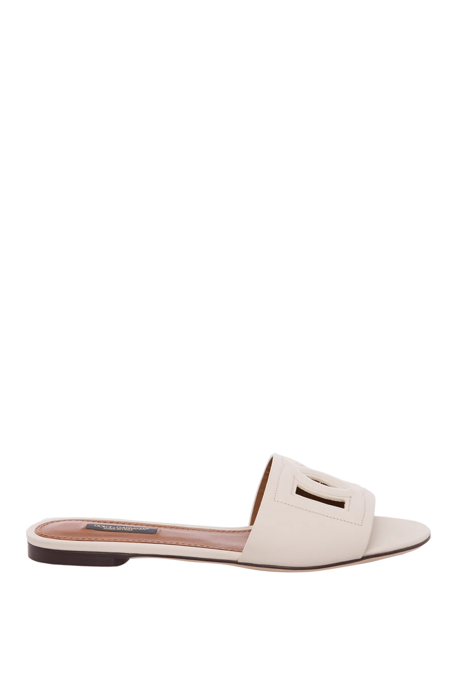 Dolce & Gabbana woman beige leather flip-flops for women купить с ценами и фото 168382 - photo 1