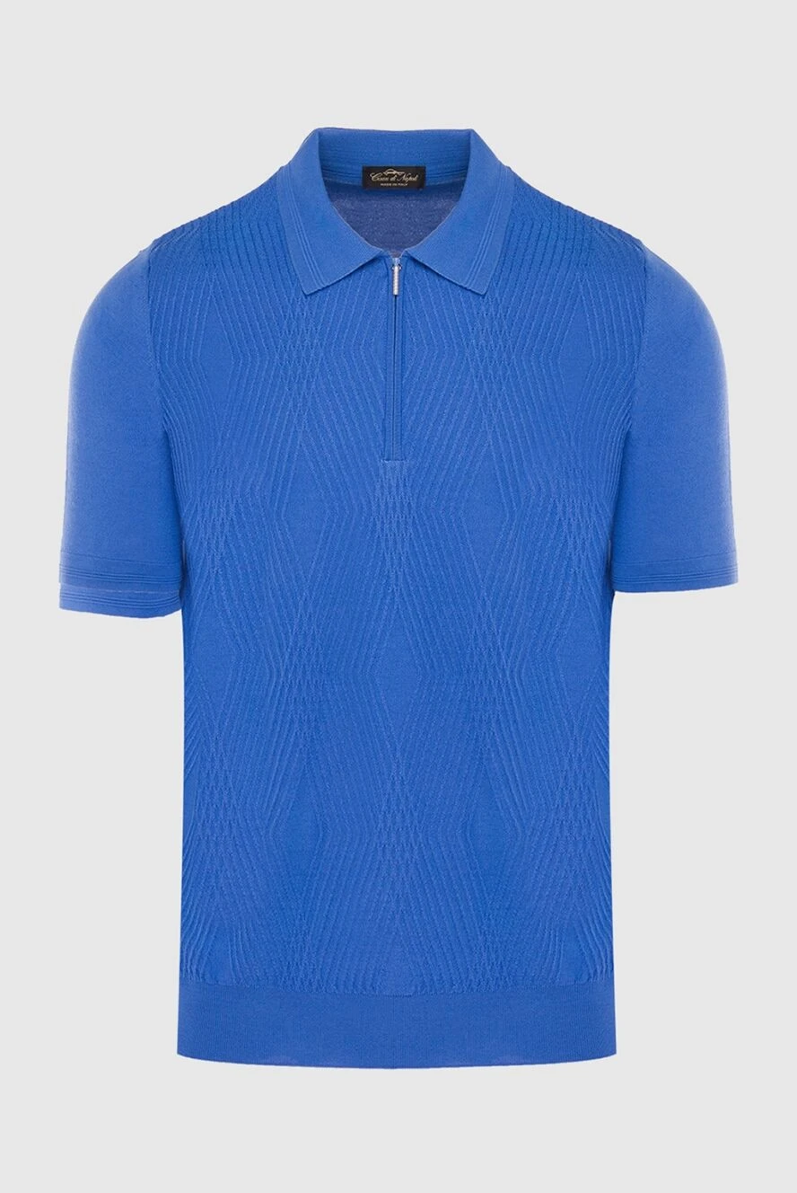 Cesare di Napoli man cotton and silk polo blue for men купить с ценами и фото 168416 - photo 1