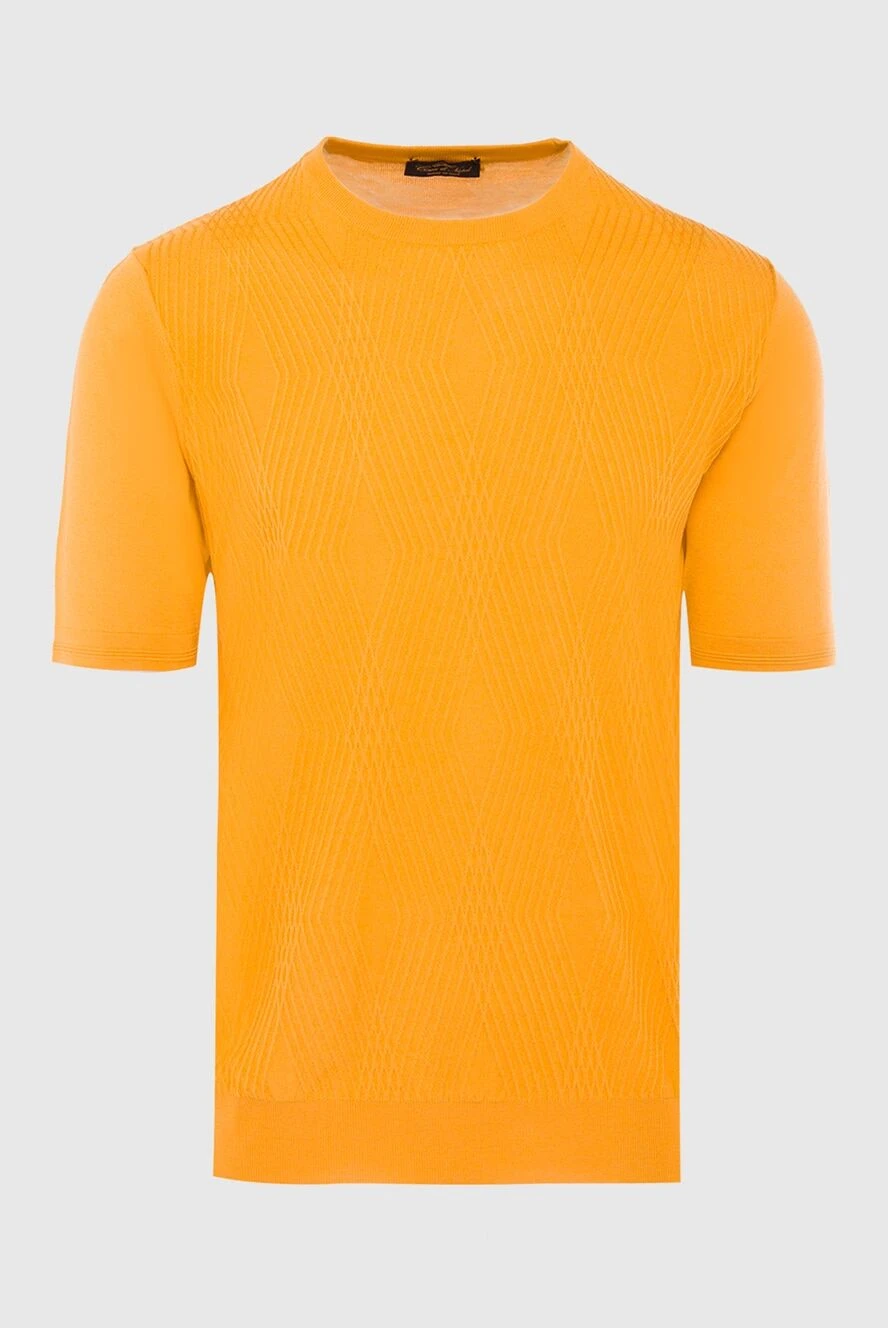 Cesare di Napoli man short sleeve jumper in silk and cotton yellow for men купить с ценами и фото 168431 - photo 1