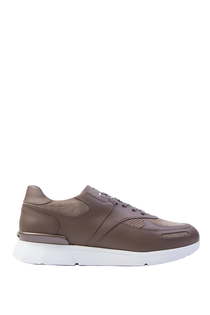 Stefano Ricci сникеры из кожи коричневый мужские 168444 - фото 1