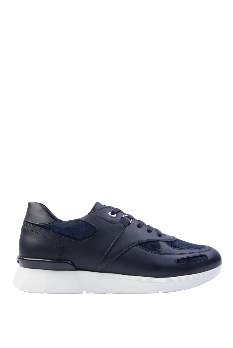 Stefano Ricci сникеры из кожи синие мужские 168446 - фото 1