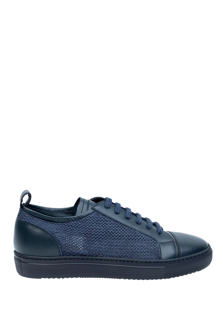 Doucal`s man sneakers in leather and textile blue for men купить с ценами и фото 168511 - photo 1