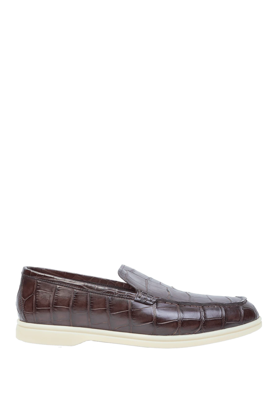 Cesare di Napoli man brown alligator loafers for men купить с ценами и фото 168612 - photo 1