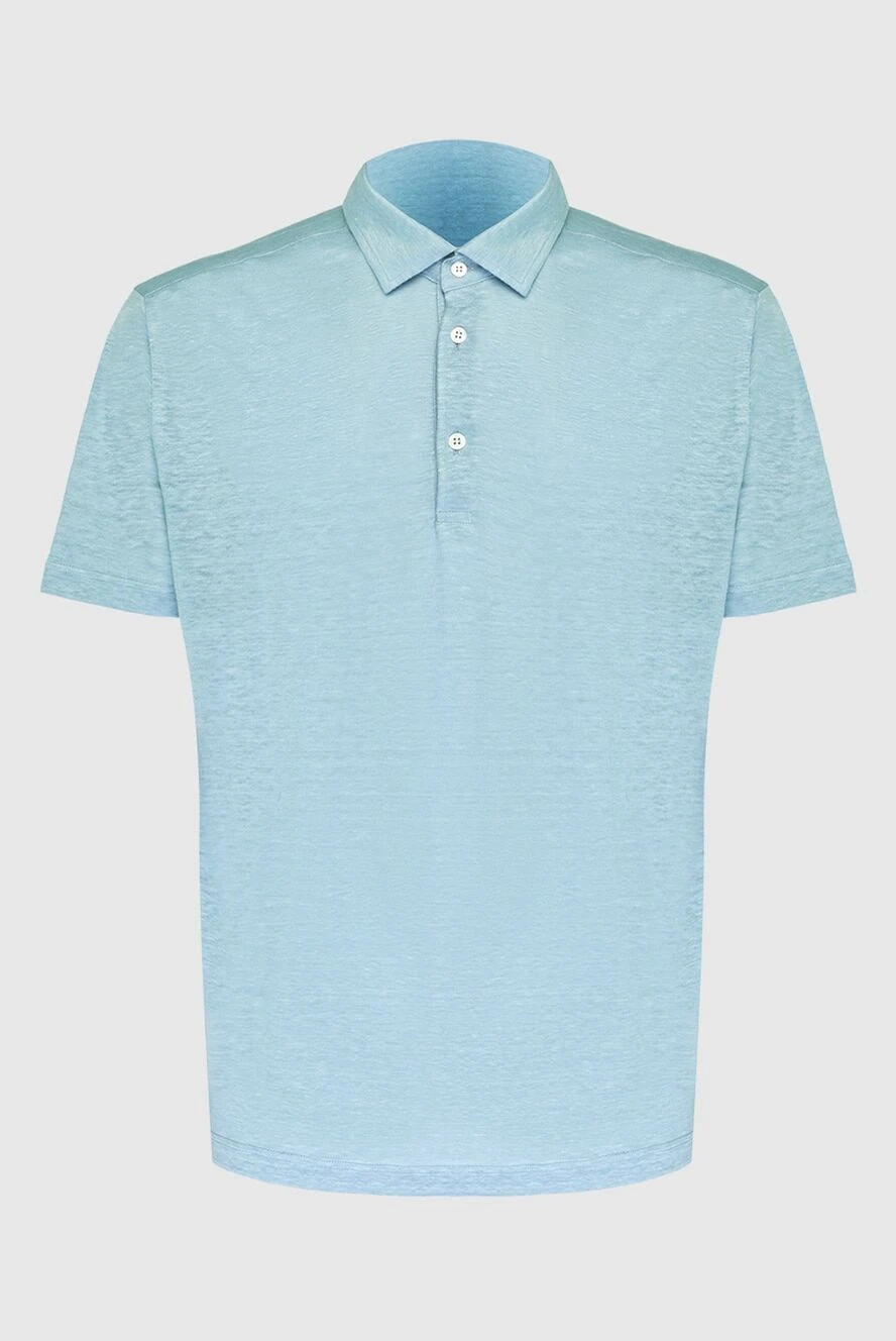 Loro Piana man blue linen polo for men купить с ценами и фото 168783 - photo 1