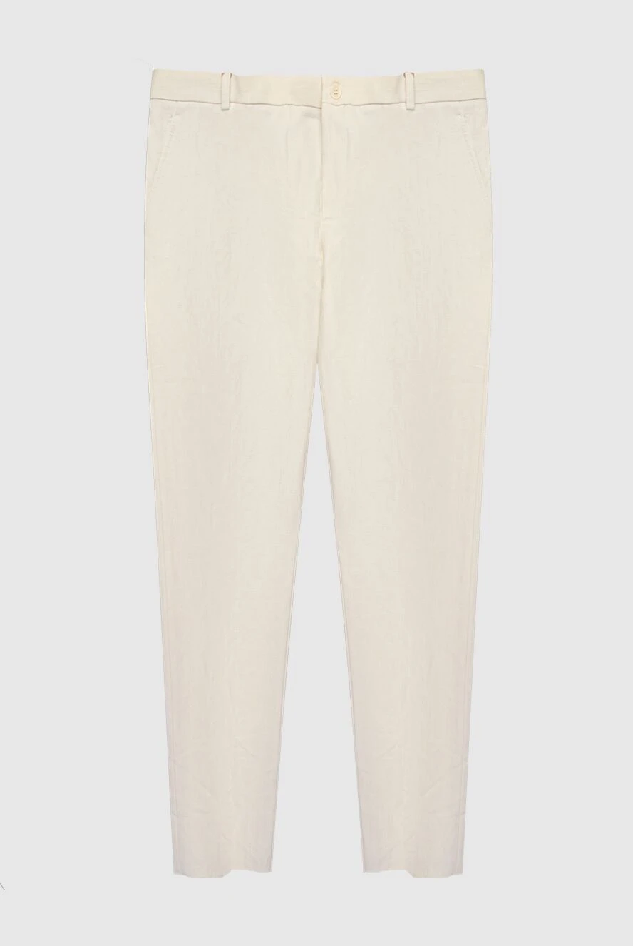 Loro Piana man white cotton and linen trousers for men купить с ценами и фото 168815 - photo 1