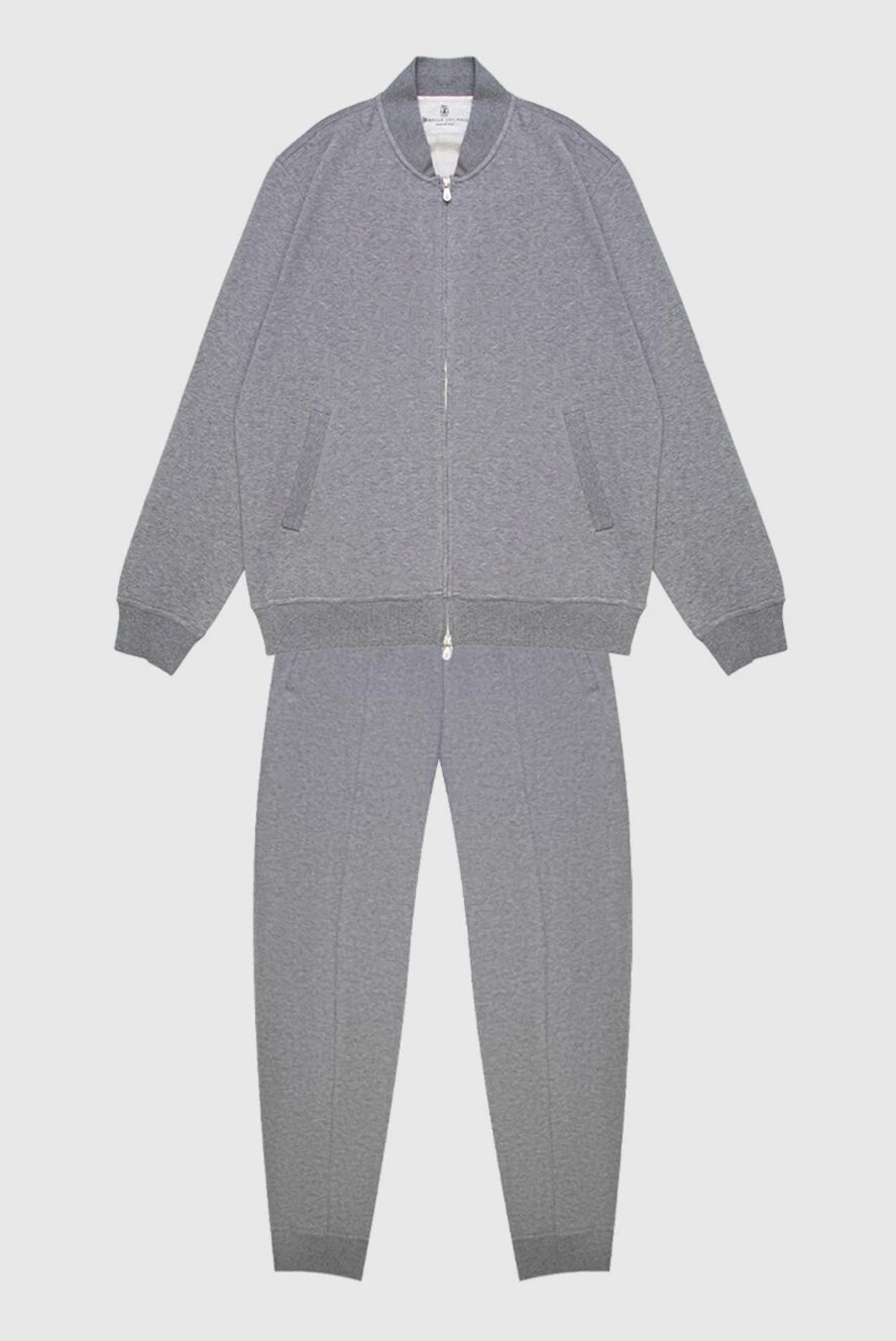 Brunello Cucinelli костюм спортивный мужской из хлопка и полиамида серый 168916 - фото 1