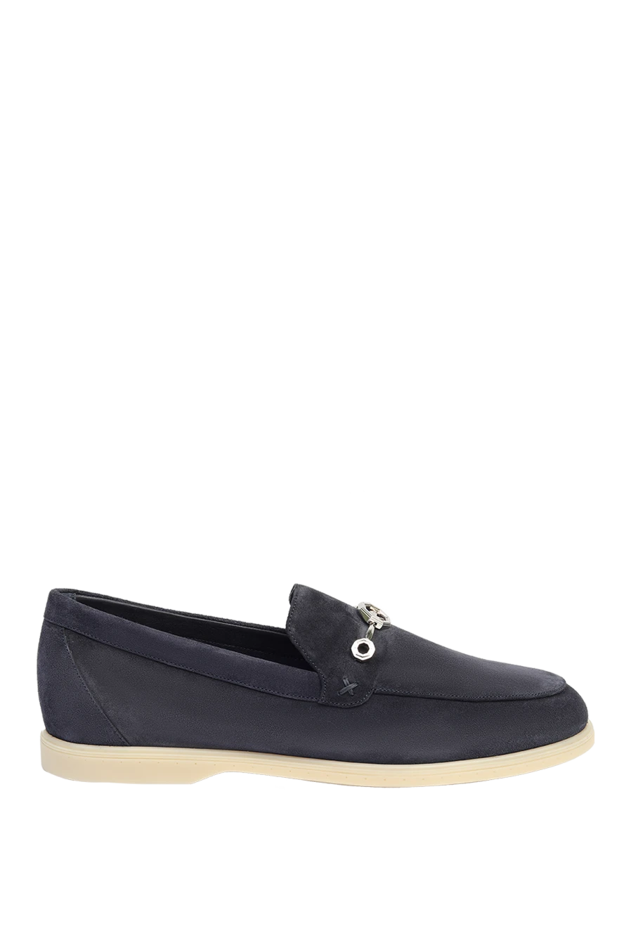 Stefano Ricci лоферы из нубука темно синие с металлической фурнитурой
169105 - фото 1