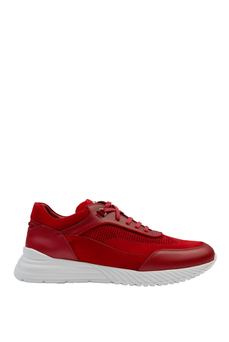 Stefano Ricci кроссовки из нубука и кожи красные мужские 169112 - фото 1