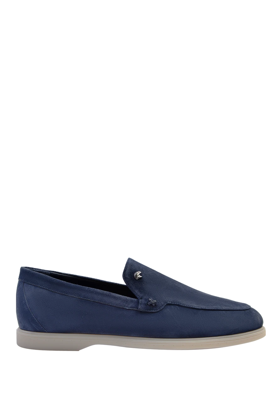 Stefano Ricci темно синие лоферы из мягкого нубука на светлой подошве
169115 - фото 1