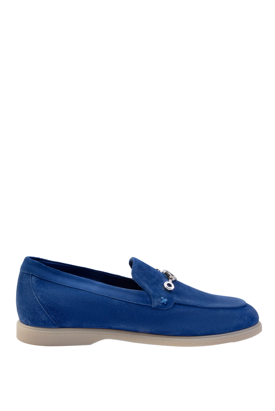 Stefano Ricci лоферы из нубука ярко синие с металлической фурнитурой
169116 - фото 1