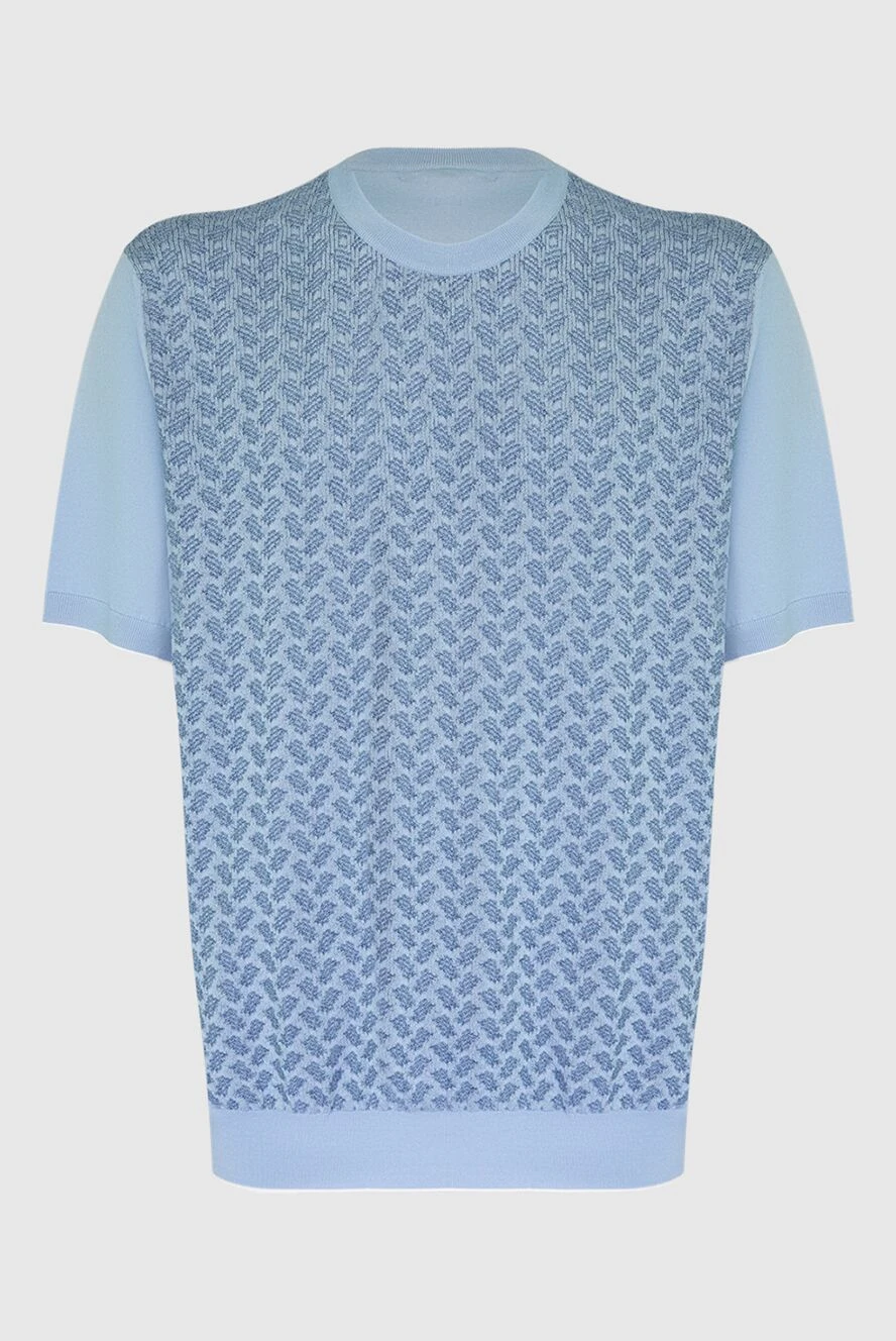 Stefano Ricci голубой джемпер из шелка и хлопка с узорной передней частью 169145 - фото 1