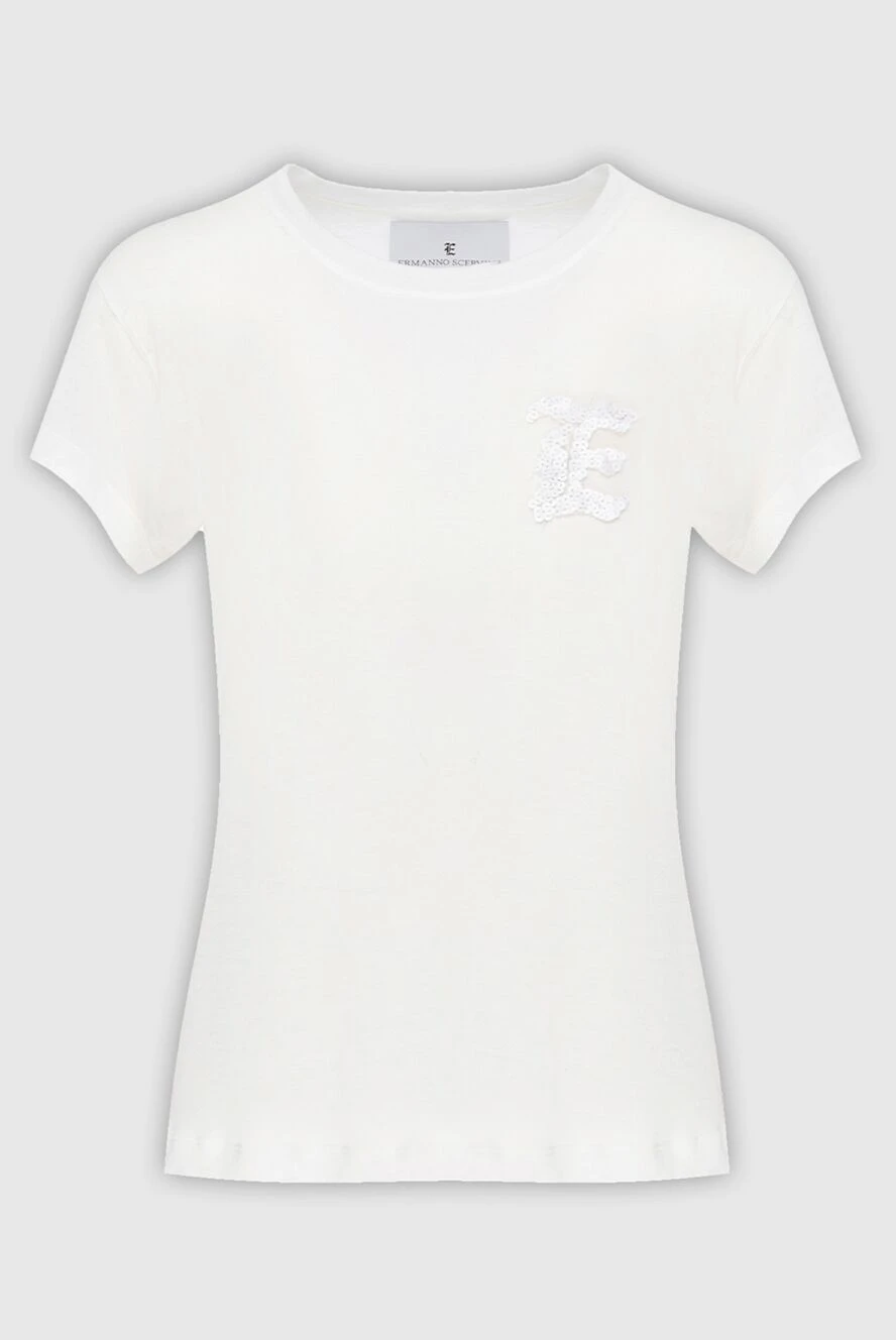 Ermanno Scervino woman white cotton t-shirt for women купить с ценами и фото 169243 - photo 1