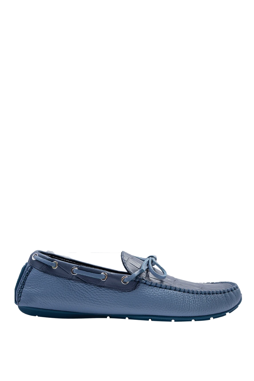 Cesare di Napoli man moccasins for men made of nubuck and alligator skin blue купить с ценами и фото 169277 - photo 1