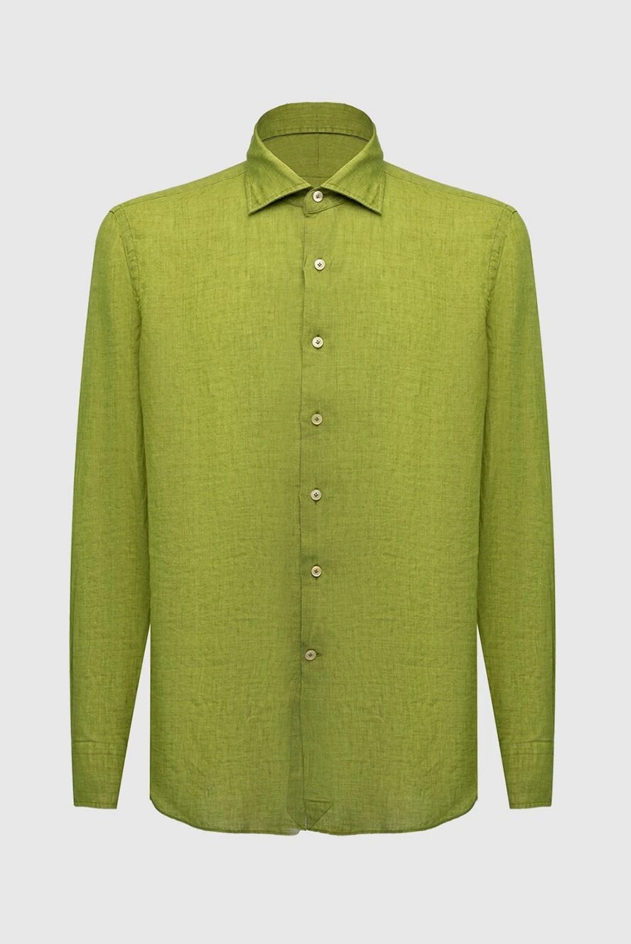 Alessandro Gherardi man men's green linen shirt купить с ценами и фото 169361 - photo 1