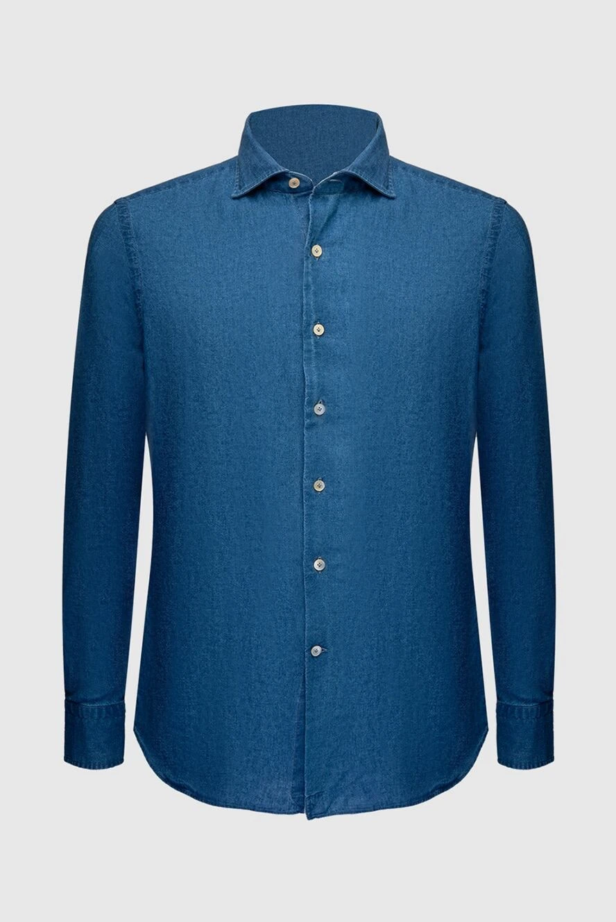 Alessandro Gherardi man men's blue linen shirt купить с ценами и фото 169363 - photo 1