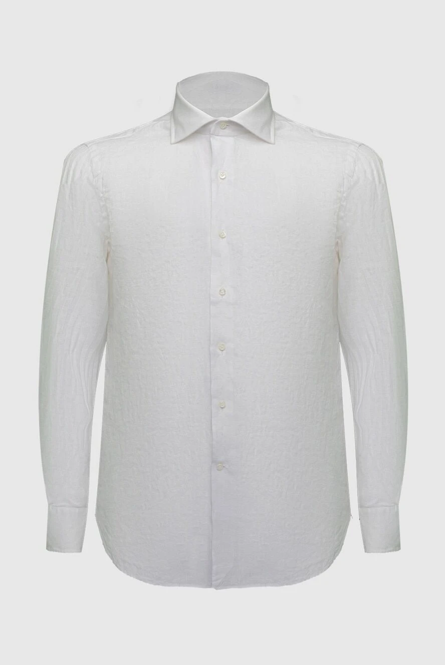 Alessandro Gherardi man men's white linen shirt купить с ценами и фото 169365 - photo 1