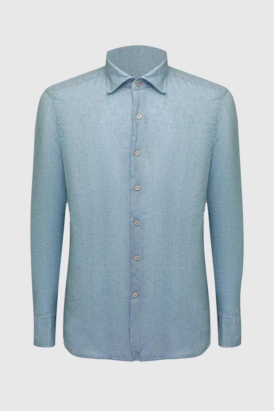 Alessandro Gherardi man men's blue linen shirt купить с ценами и фото 169366 - photo 1