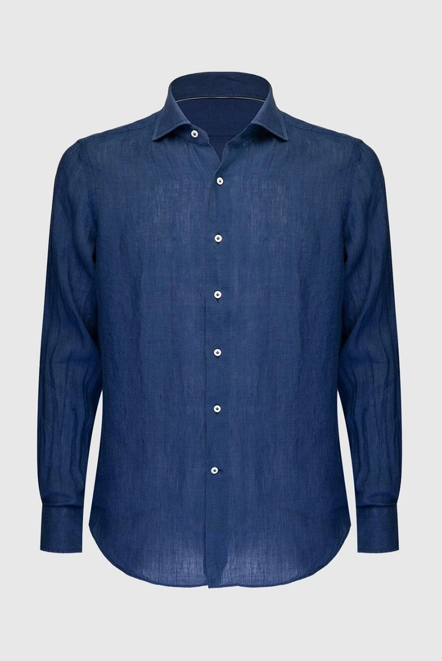 Alessandro Gherardi man men's blue linen shirt купить с ценами и фото 169368 - photo 1