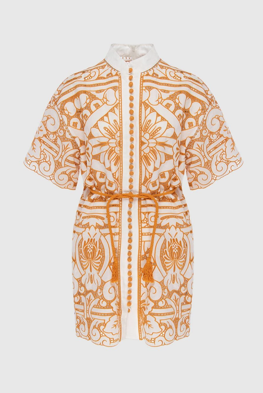 Zimmermann белое короткое платье с оранжевым этническим орнаментом из хлопка
169417 - фото 1