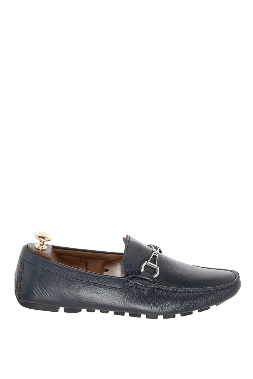 Cesare di Napoli man men's leather moccasins, blue купить с ценами и фото 169569 - photo 1