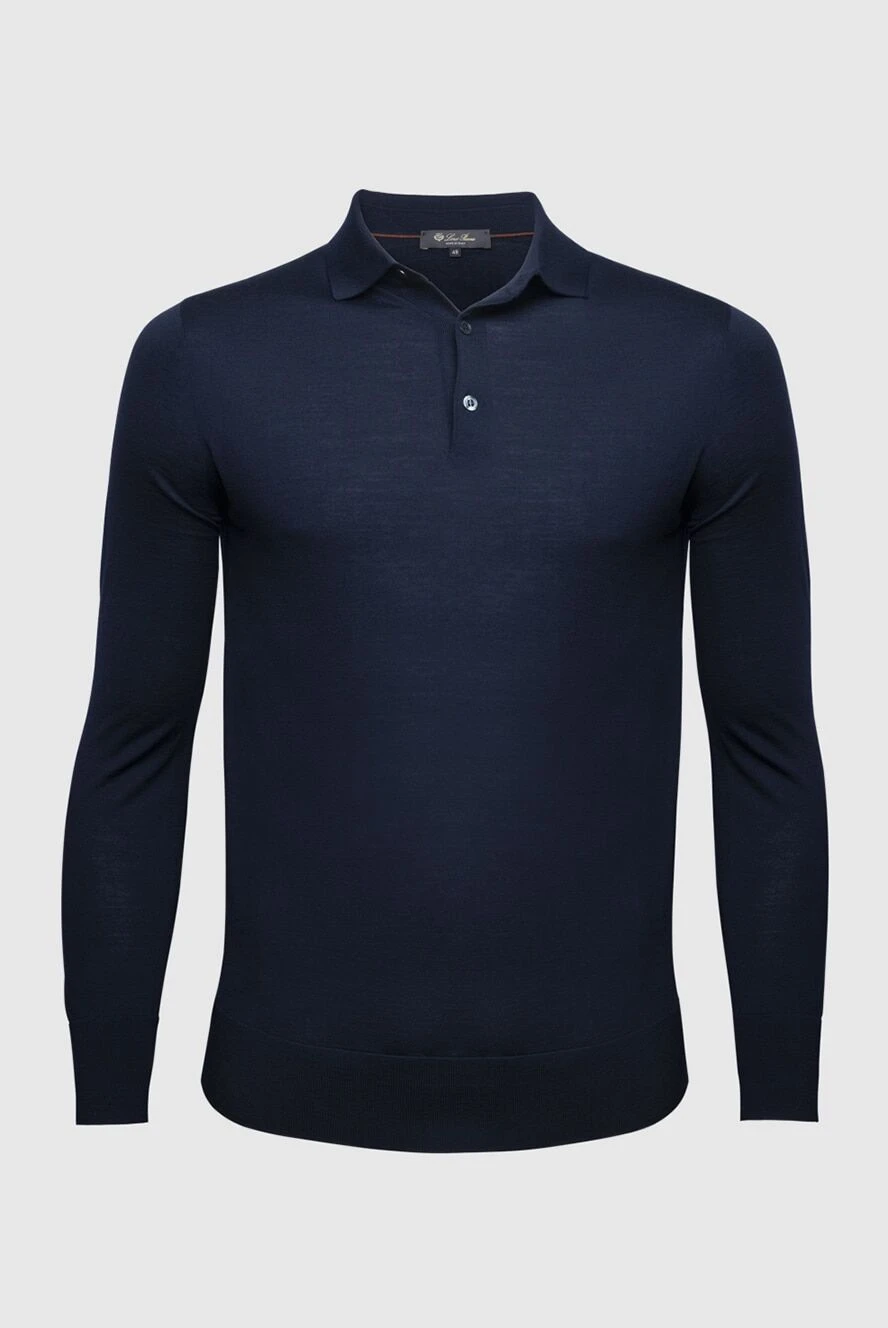 Loro Piana man men's blue long sleeve wool polo купить с ценами и фото 169631 - photo 1