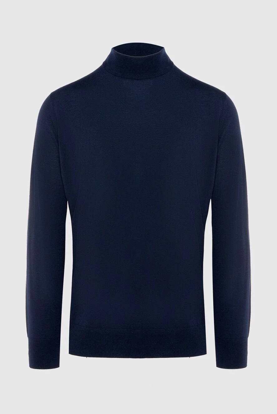 Loro Piana man men's jumper with a high stand-up collar made of wool, blue купить с ценами и фото 169696 - photo 1