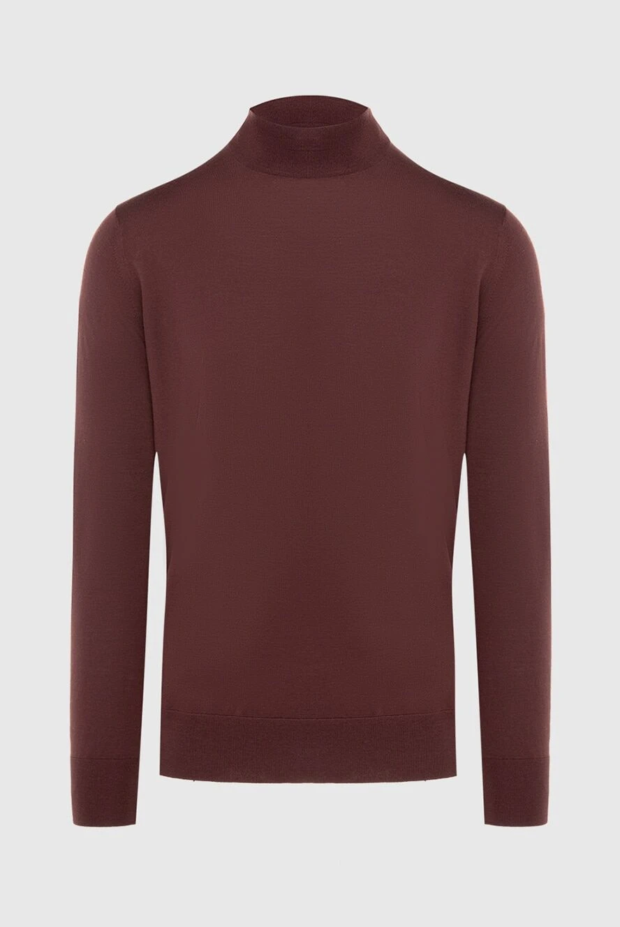 Loro Piana man men's jumper with a high stand-up collar, brown wool купить с ценами и фото 169703 - photo 1