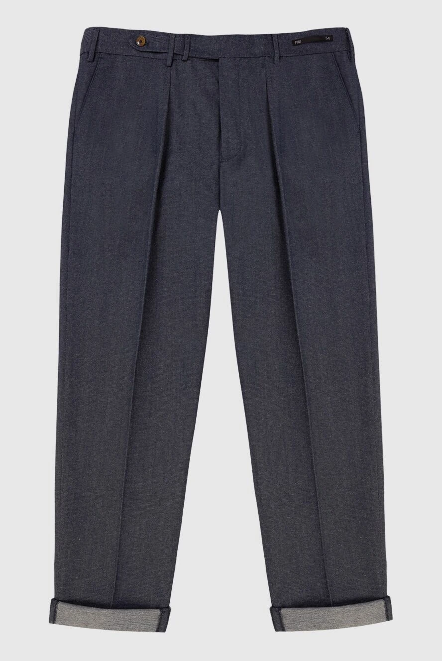 PT01 (Pantaloni Torino) man blue wool and cotton trousers for men купить с ценами и фото 169893 - photo 1