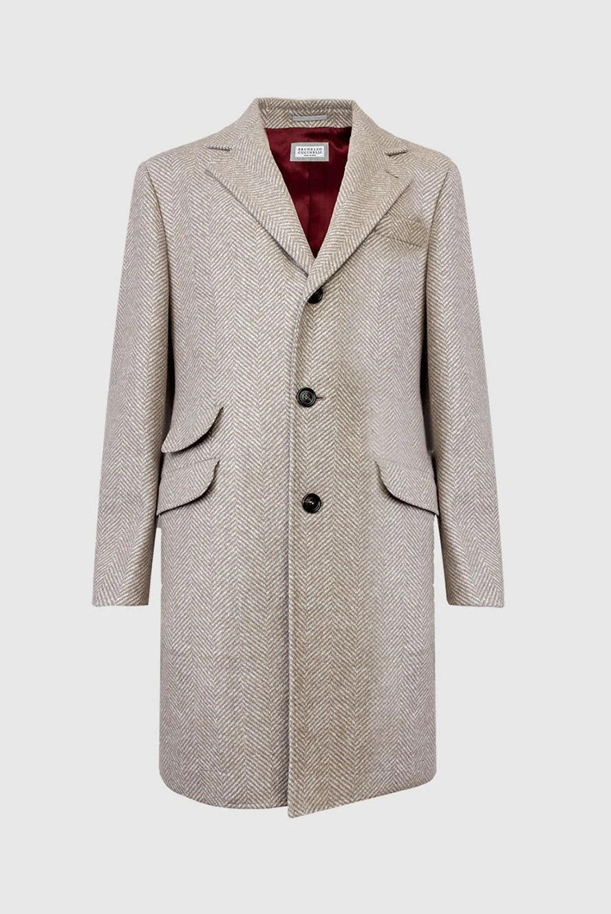Beige men's fleece, alpaca and acrylic coat