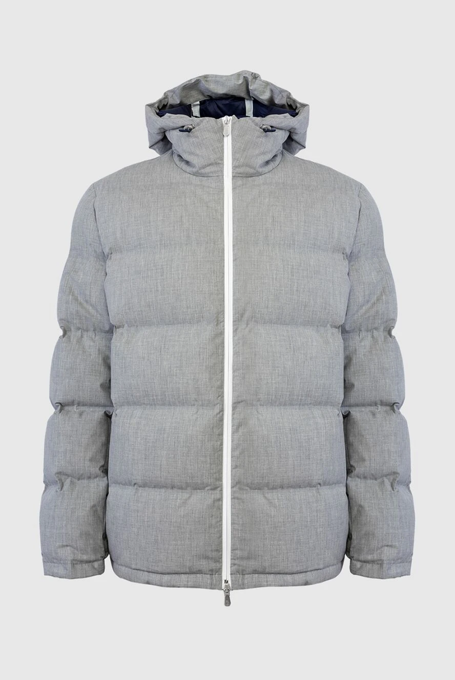 Brunello Cucinelli светло серый пуховик из хлопка с капюшоном
169907 - фото 1