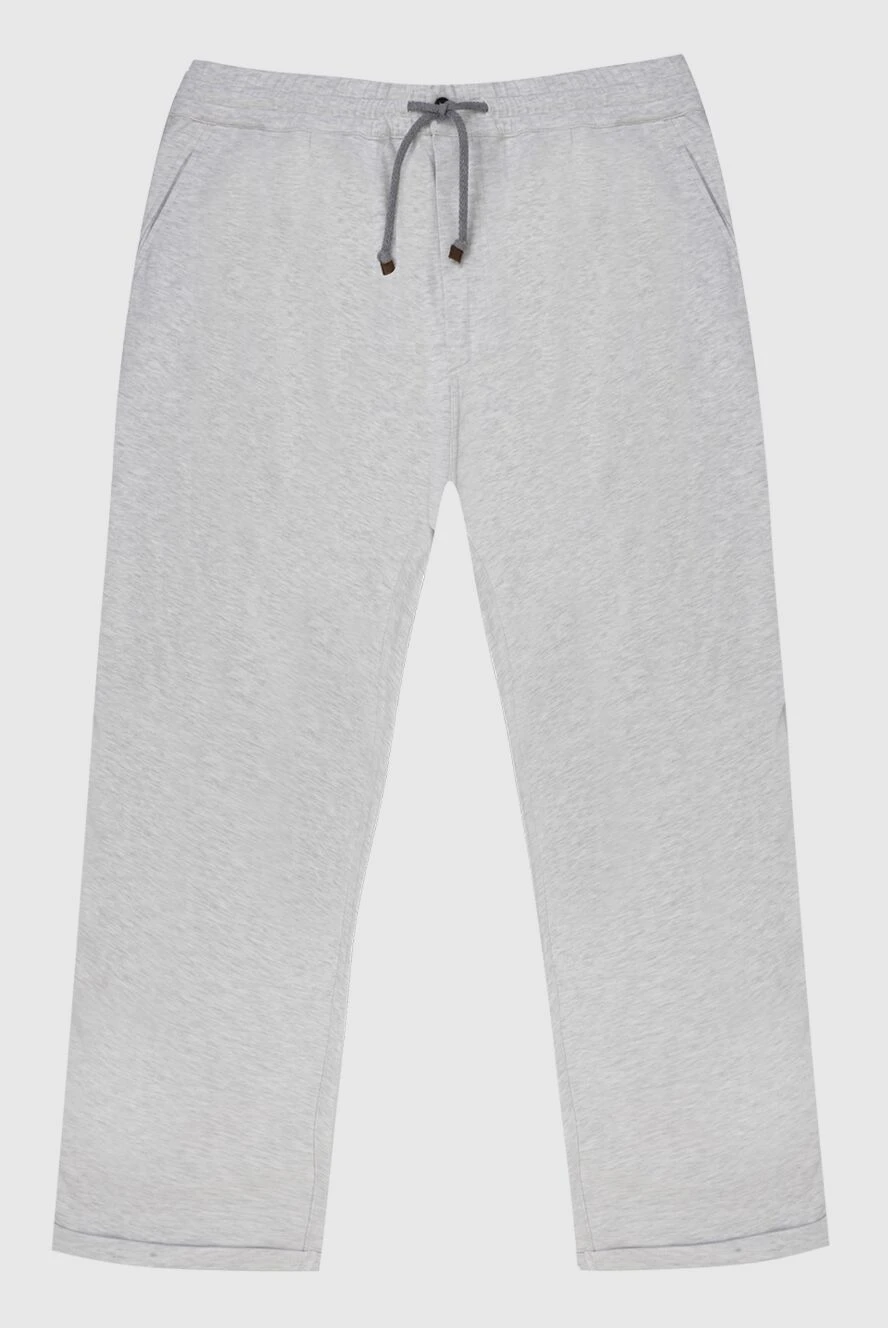 Brunello Cucinelli серые меланжевые спортивные штаны мужские из хлопка 169922 - фото 1