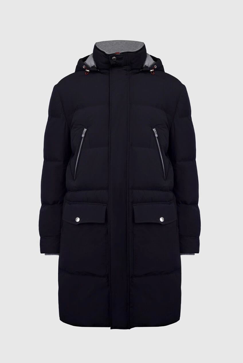 Brunello Cucinelli пуховик мужской из акрила синий 169985 - фото 1