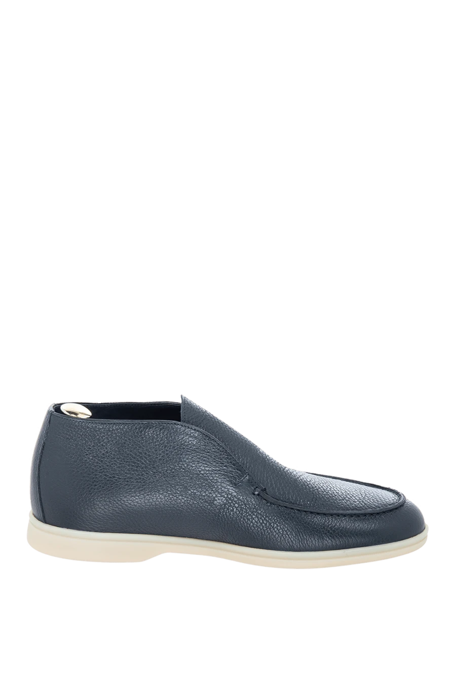 Cesare di Napoli man blue leather loafers for men купить с ценами и фото 169993 - photo 1