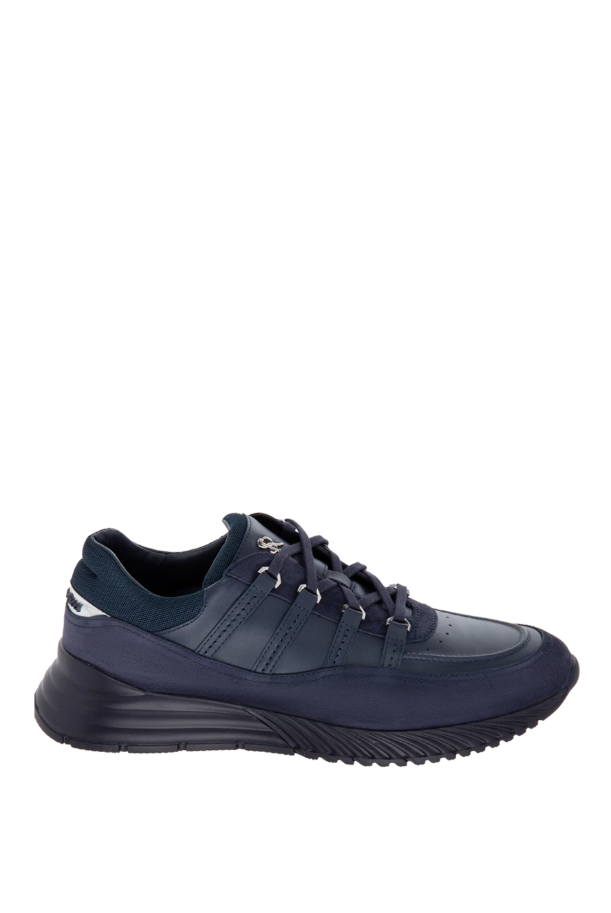 Stefano Ricci кроссовки из замши и кожи синие мужские 170092 - фото 1