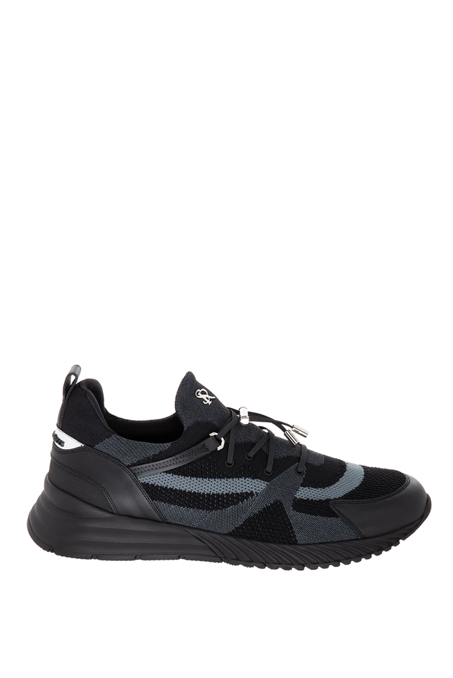 Stefano Ricci кроссовки из текстиля и кожи черные мужские 170093 - фото 1