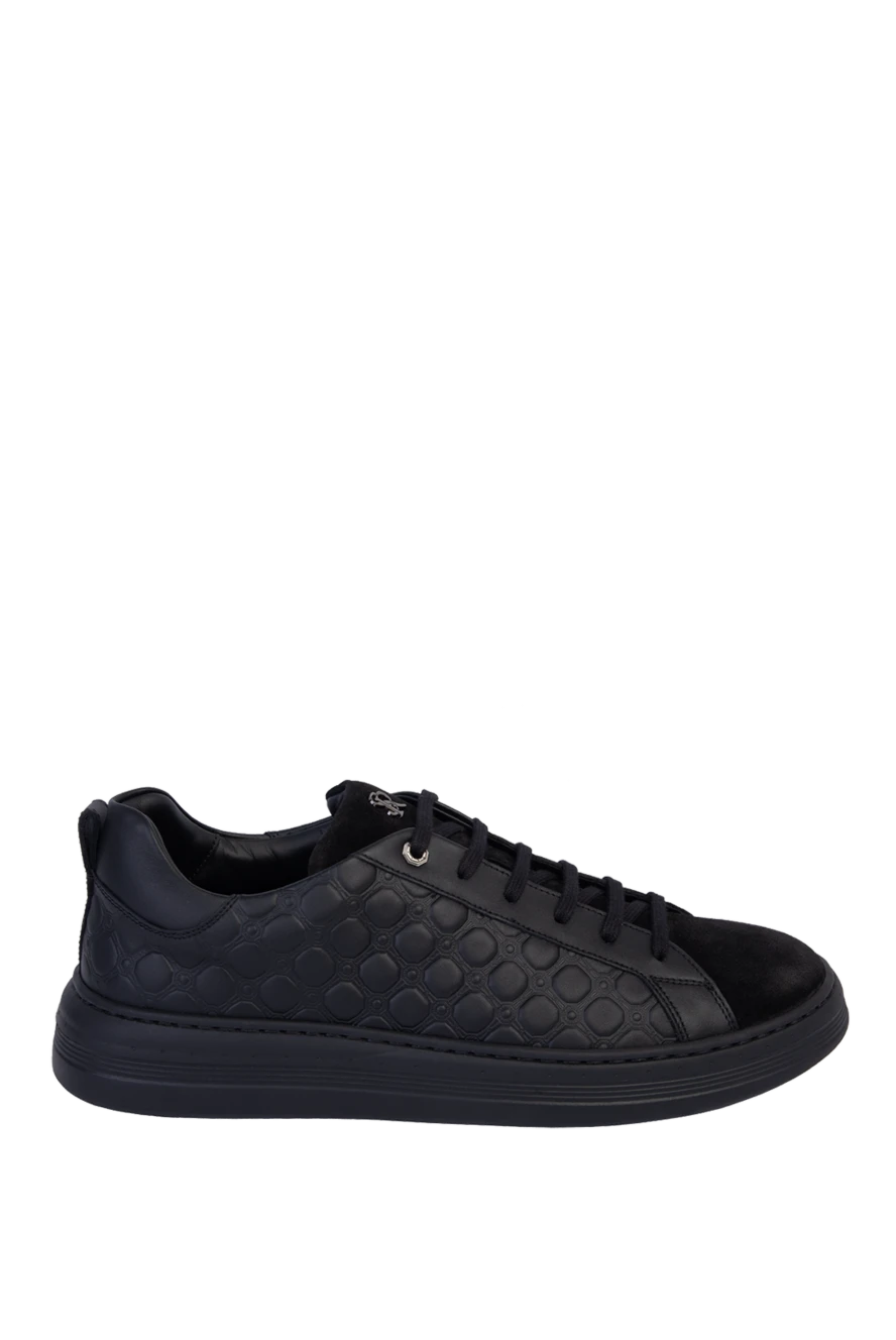 Stefano Ricci геометриялық бедерлі қара түсті таза былғары кроссовкалар
170113 - фото 1