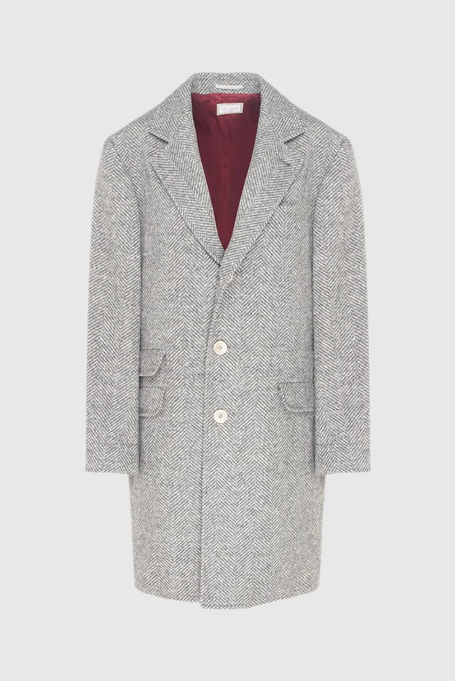 Gray wool and polyamide coat for men